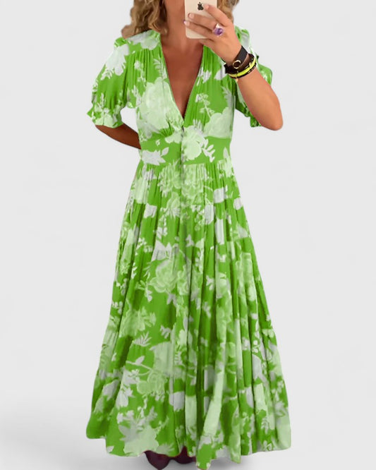 Florence| Elegante Bloemige V-nek Jurk